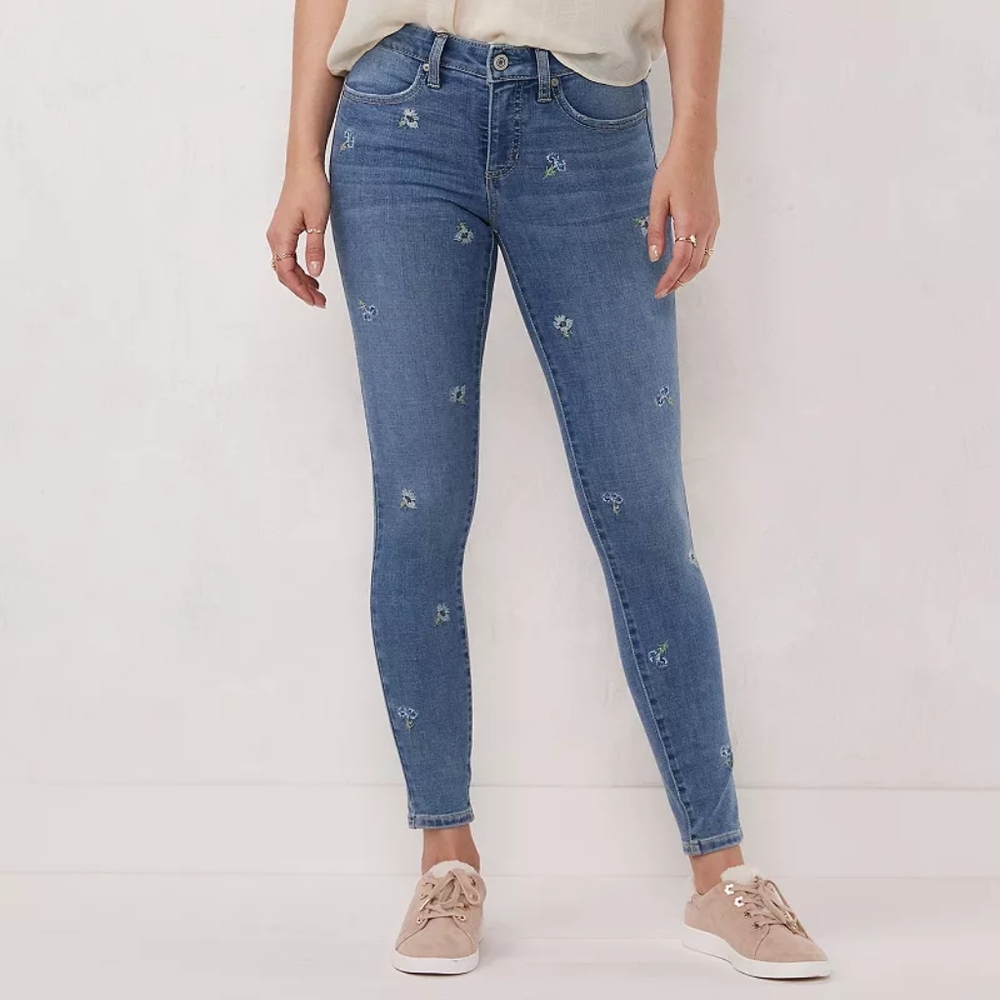 LC Lauren Conrad Super Skinny Embroidered Jeans size 18